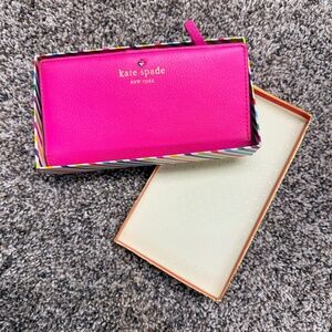 Kate Spade Hot Pink Pebbled Leather Wallet - Gently Used